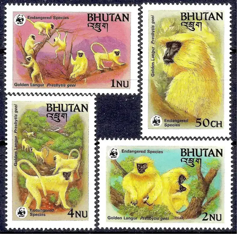 Bhutan 1984 WWF Golden Langur Monkey Trachypithecus. Mammals. MNH