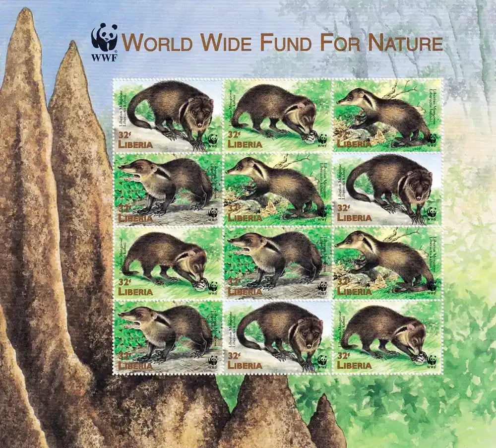 Liberia 1998 Liberian Mongoose - Mammals/WWF Sheet. MNH