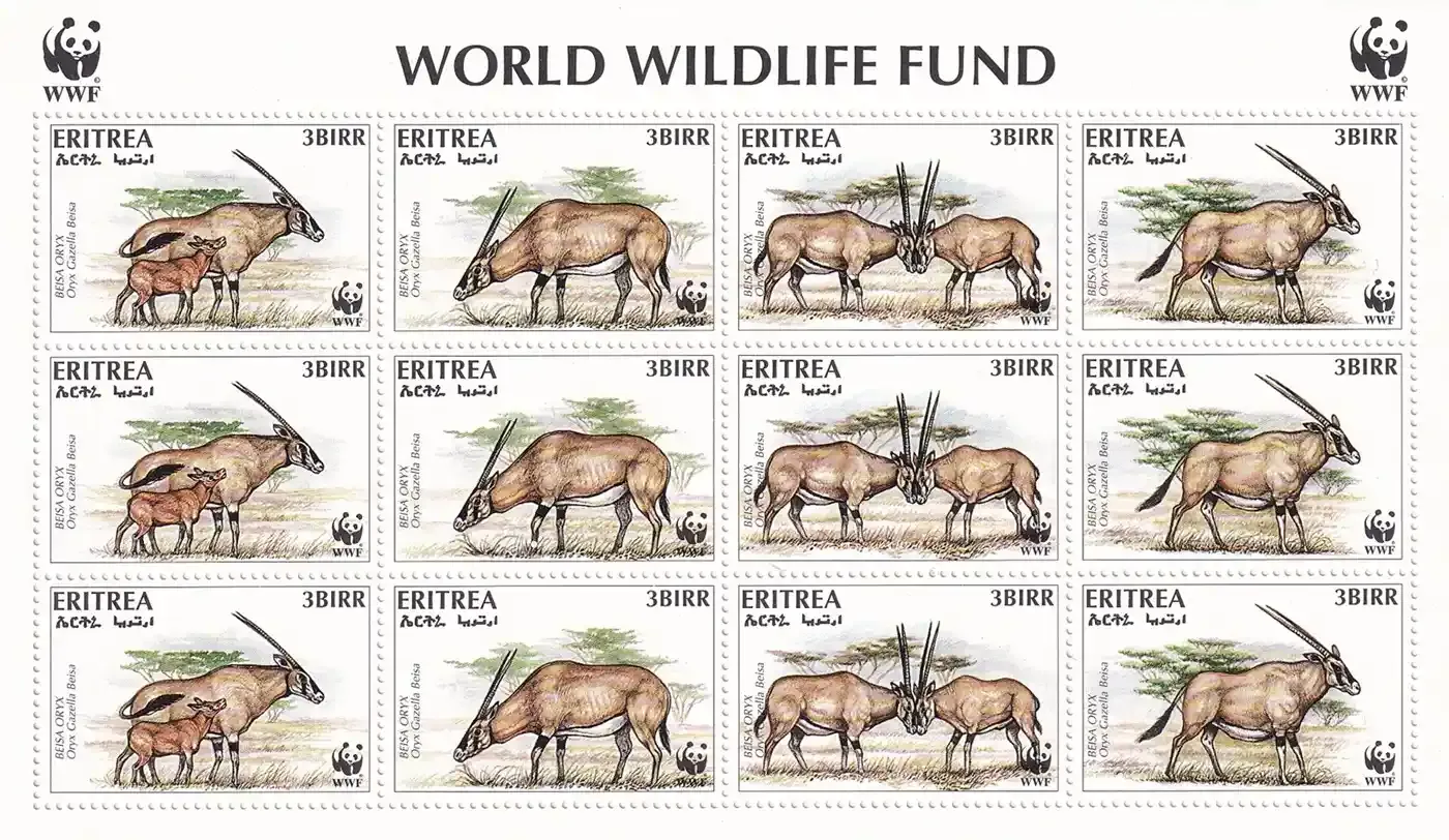 Eritrea 1996 Endangered Animals - Gemsbok - Mammals/WWF Sheet. MNH