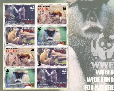 Sierra Leone 2004 Endangered Species, Mammals - Patas Monkey. WWF. MNH Sierra Leone 2004 Endangered Species, Mammals - Patas Monkey. WWF. MNH