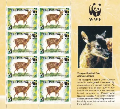 Philippines 1997 Endangered Mammals, Visayan Spotted Deer Sheet. WWF. MNH Philippines 1997 Endangered Mammals, Visayan Spotted Deer Sheet. WWF. MNH