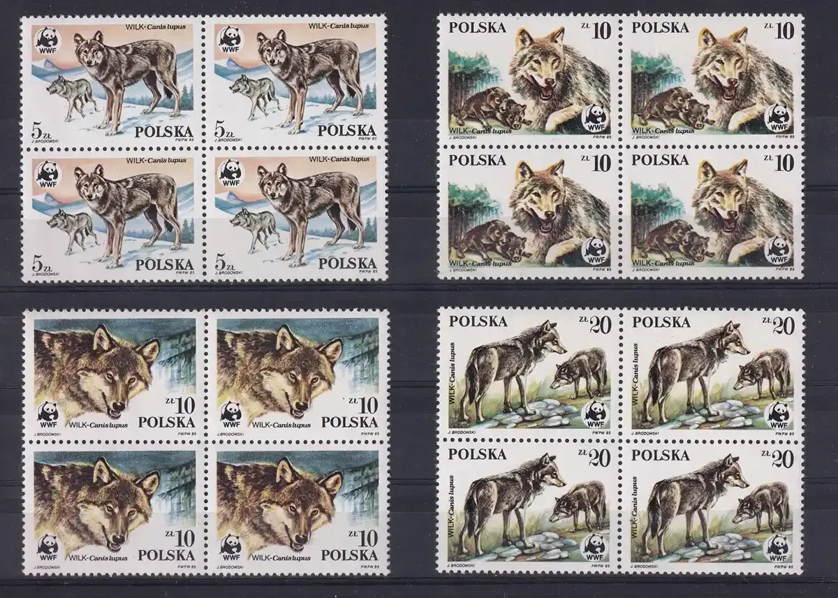 Poland 1985 The Wolf, Endangered Mammals. WWF. MNH