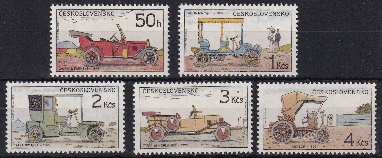Czechoslovakia 1988 - Historic Motor Cars. Automobiles. MNH