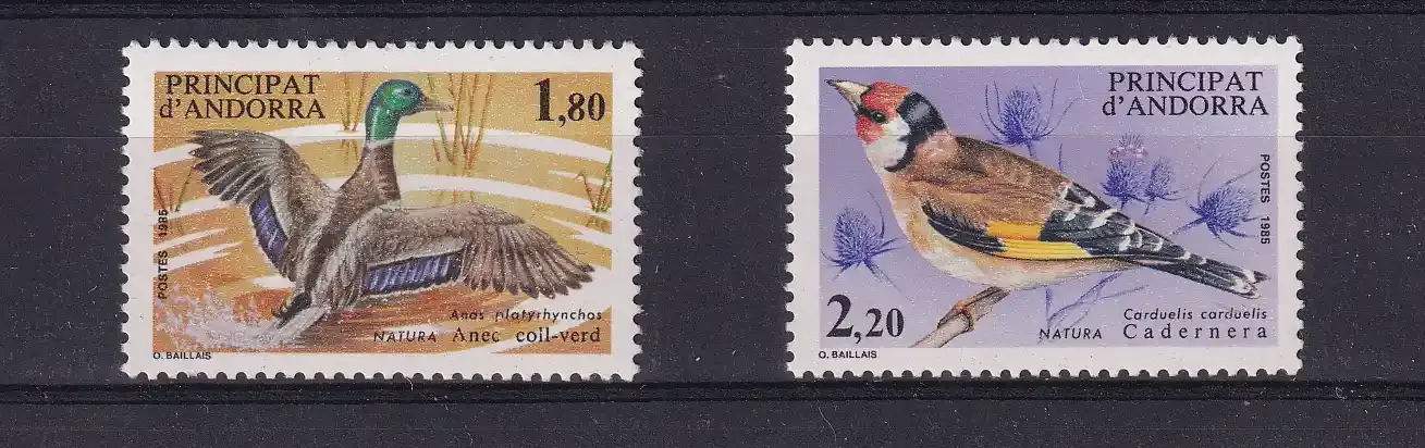 French Andora 1985 Nature protection. Birds set. MNH