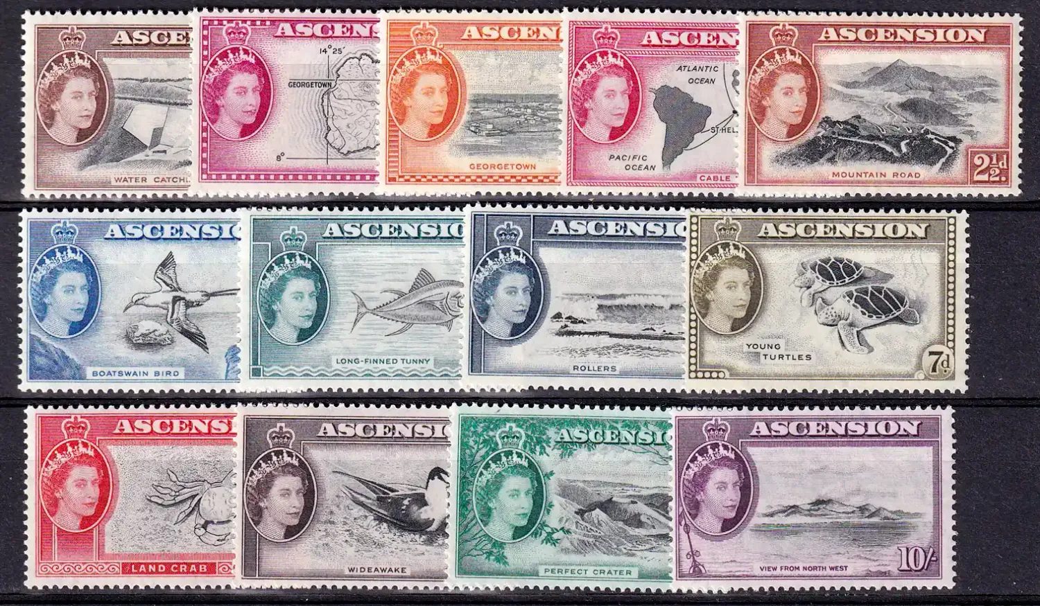 Ascension 1956 Queen Elizabeth II and Views of Ascension - Local Motives. MNH (**)