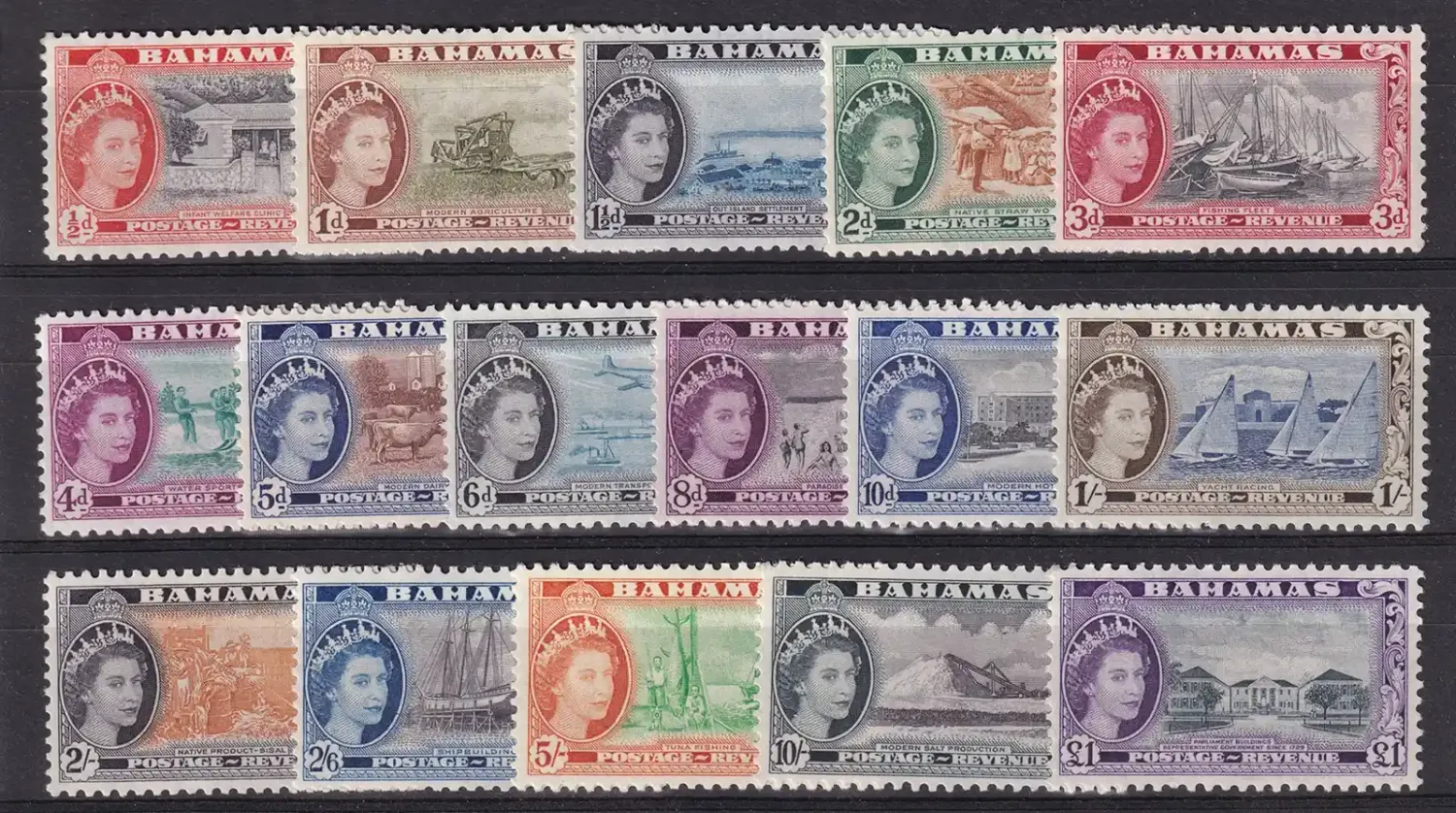 Bahamas 1964 Definitive Issues - Queen Elizabeth II &amp; Local Motifs. MH (*)