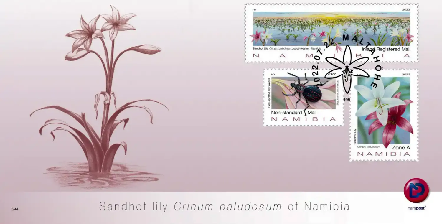 Namibia 2022 Sandhof Lily/Insect.  FDC