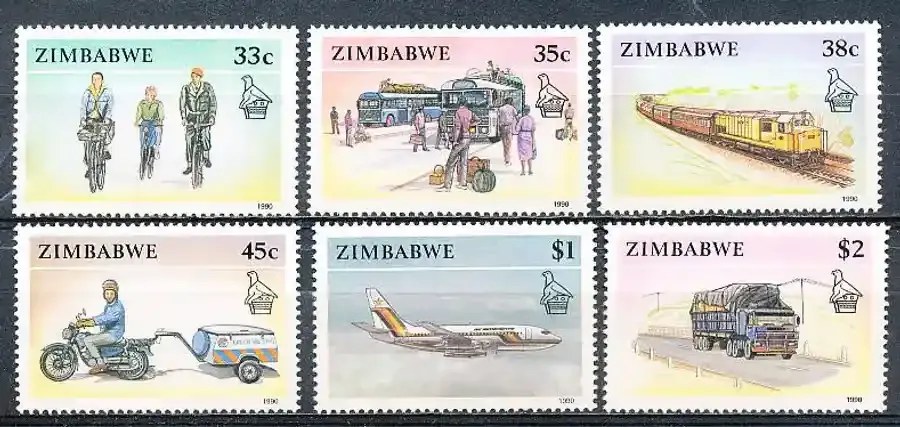 Zimbabwe 1990 - Transport, Train, Airplane. MNH