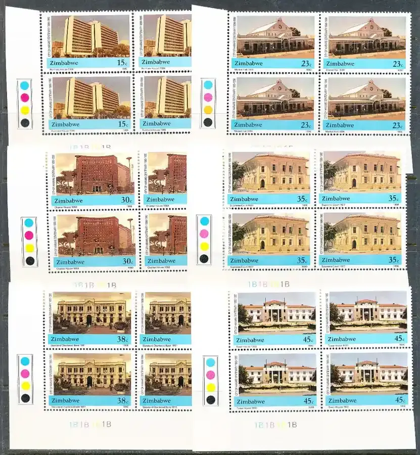 Zimbabwe 1990 The 100th Anniversary of the City of Harare. Buildings C/Blocks. MNH