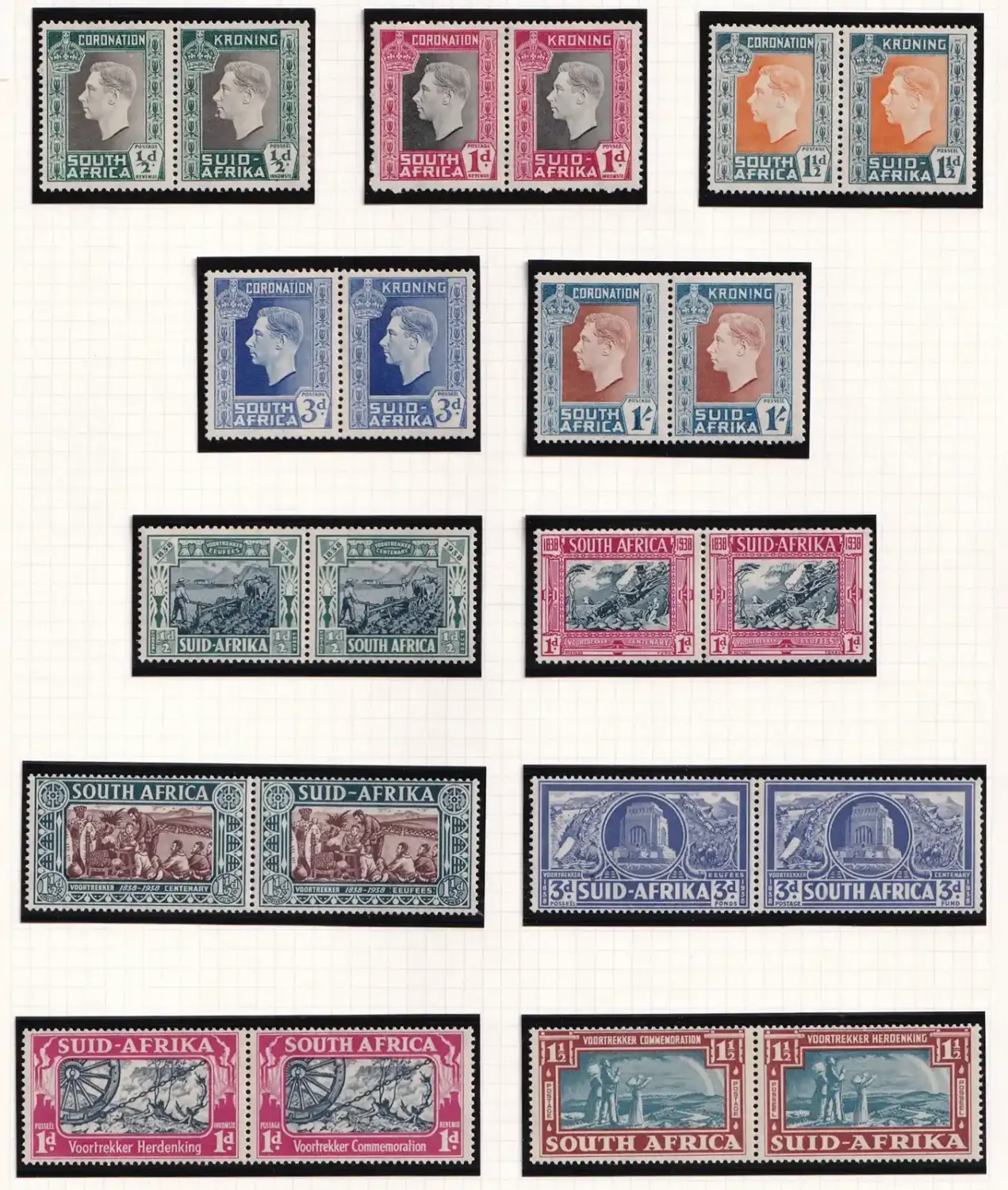 South Africa 1938 Coronation, Voortrekkers Monument, 1938 Voortrekkers 100th Anniversary. MNH