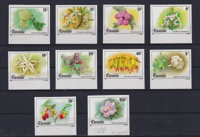 Rwanda 1981 Flowers. Imperf set. MNH