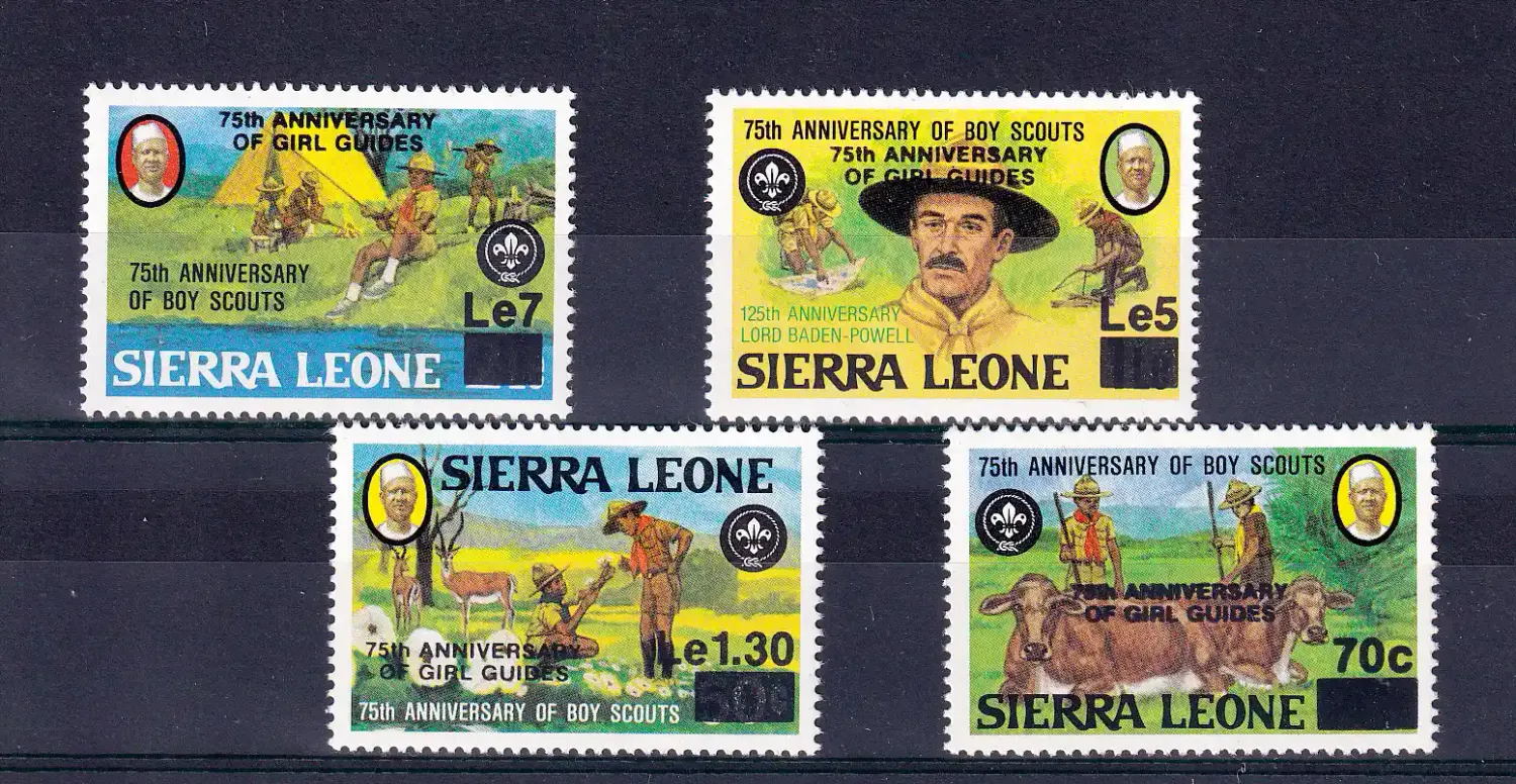 Sierra Leone 1985 "75th ANNIVERSARY OF GIRL GUIDES" and Surcharged. Scouts MNH