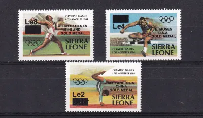 Sierra Leone 1985 Olympic Games Gold Medal Winners - Los Angeles, USA - Issues of 1984 Overprinted and Surcharged. MNH Sierra Leone 1985 Olympic Games Gold Medal Winners - Los Angeles, USA - Issues of 1984 Overprinted and Surcharged. MNH