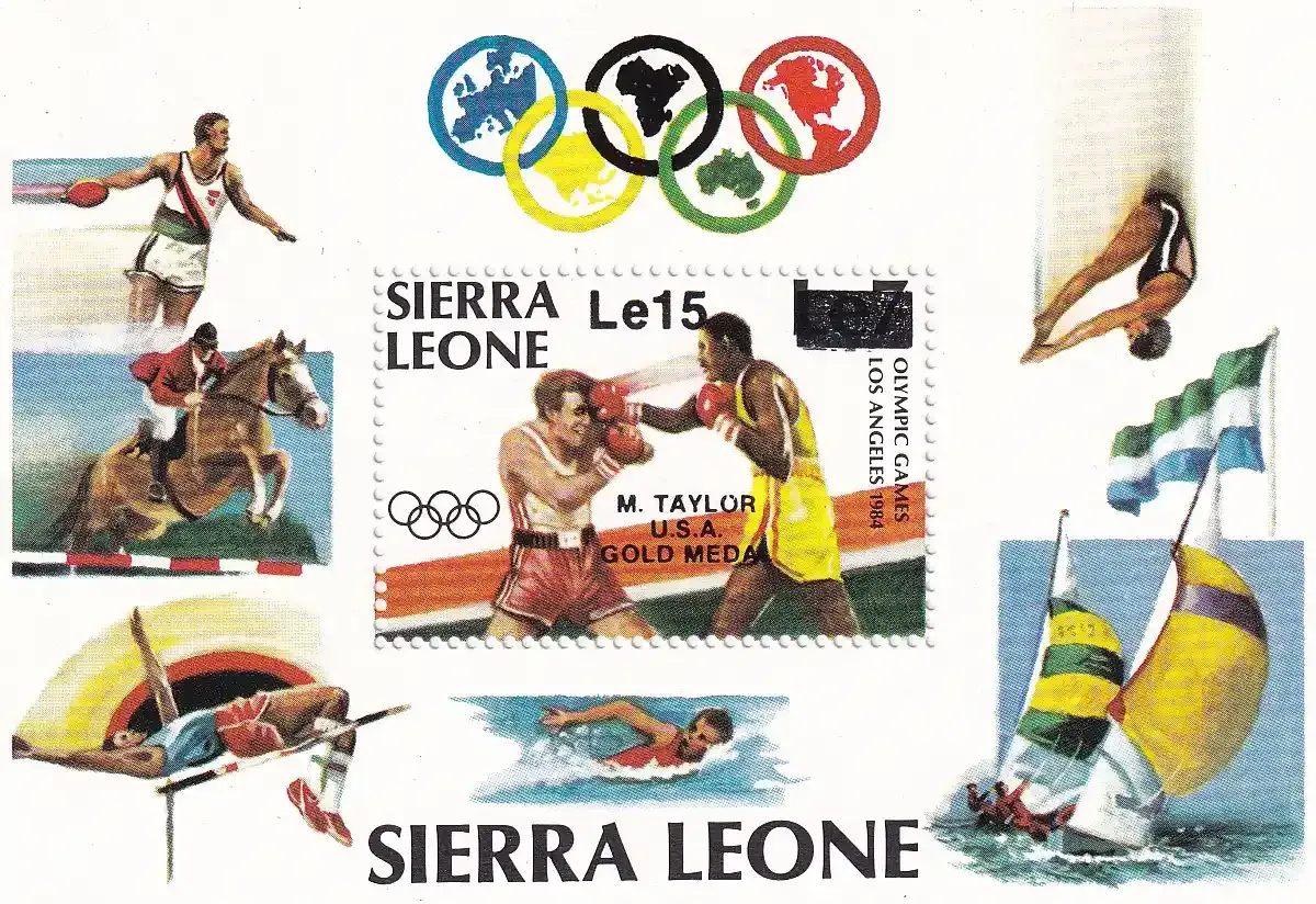 Sierra Leone 1985 Olympic Games Gold Medal Winners - Los Angeles, USA - Issues of 1984 Overprinted and Surcharged. M/Sheet. MNH
