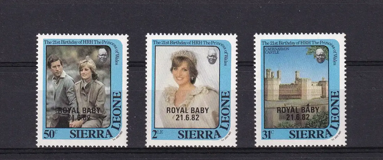 Sierra Leone 1985 Issues of 1982 Surcharged. Diana, Royal Baby. MNH