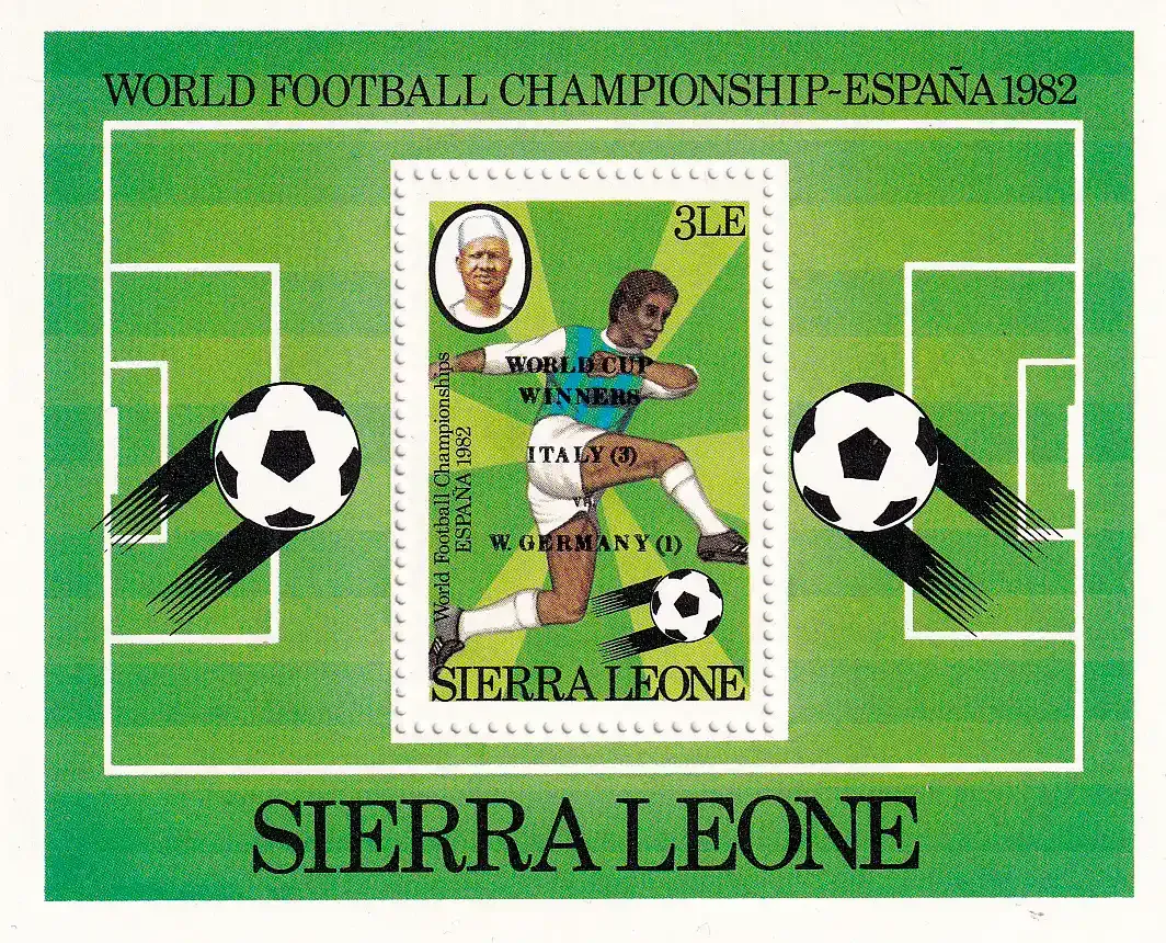 Sierra Leone 1982 Football World Cup Winners - Issues of 1982 Overprinted "WORLD CUP WINNERS ITALY (3) vs. W. GERMANY (1)". M/Sheet. MNH