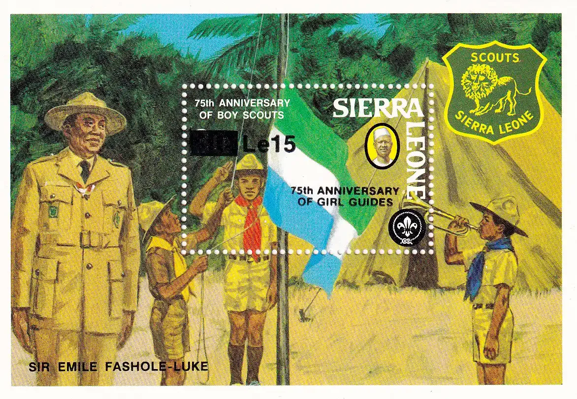 Sierra Leone 1985 "75th ANNIVERSARY OF GIRL GUIDES" and Surcharged. Scouts M/Dheet. MNH