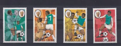 Sierra Leone 1982 Football World Cup Winners - Issues of 1982 Overprinted "WORLD CUP WINNERS ITALY (3) vs. W. GERMANY (1)". MNH Sierra Leone 1982 Football World Cup Winners - Issues of 1982 Overprinted "WORLD CUP WINNERS ITALY (3) vs. W. GERMANY (1)". MNH