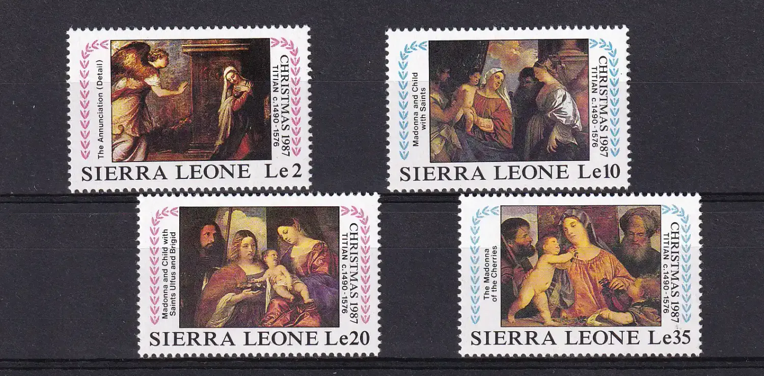 Sierra Leone 1987 Christmas - Religious Paintings by Titian. Arts. MNH