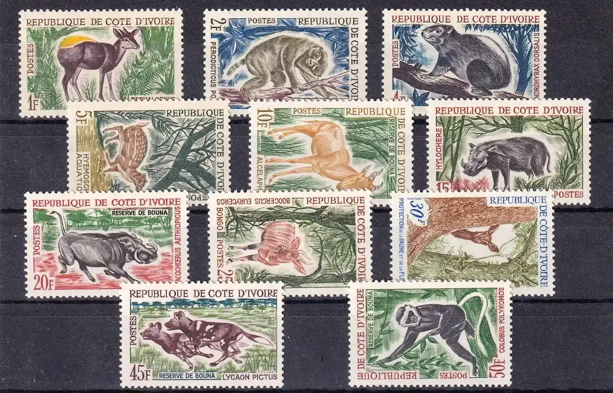 Ivory Coast 1963 Mammals. Very fine MNH