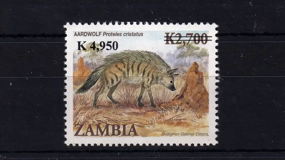 Zambia 2009 Animals, Mammals of Zambia 2007 Surcharged with K4.950. MNH