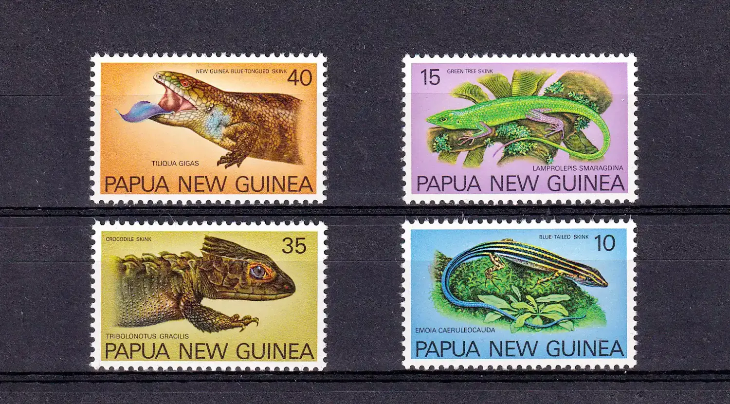 Papua New Guinea 1978 Fauna Conservation, Skinks, Lizards, Reptiles. MNH