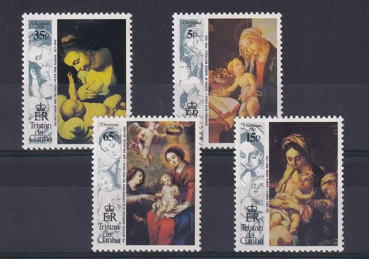 Tristan da Cunha 1993 Christmas - Paintings. MNH