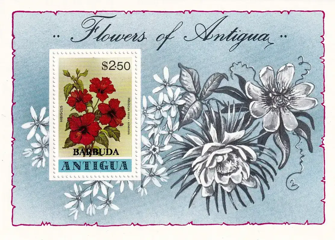 Barbuda 1978 Flowers - Antigua Postage Stamps Overprinted "BARBUDA". M/Sheet. MNH