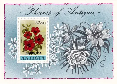Barbuda 1978 Flowers - Antigua Postage Stamps Overprinted "BARBUDA". M/Sheet. MNH