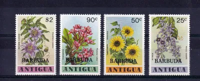 Barbuda 1978 Flowers - Antigua Postage Stamps Overprinted "BARBUDA". MNH