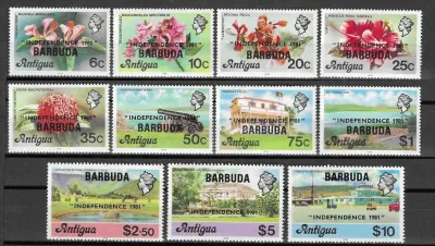 Barbuda 1981 Independence - Antigua Postage Stamps Overprinted. Local Motives. MNH