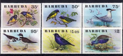 Barbuda 1976 Birds umm set of (x6) singles. MNH