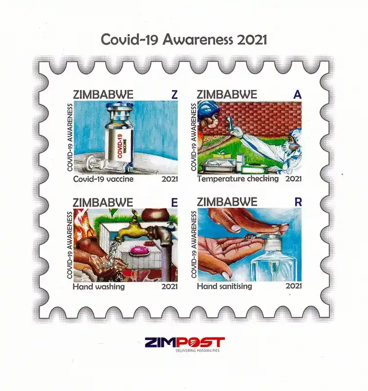 Zimbabwe 2021 Combat Corona Campaign - COVID-19 Awareness, Imperf sheet. MNH