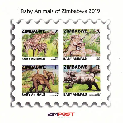 Zimbabwe 2019 Fauna, Mammals - Baby Animals, Imperf sheet. MNH
