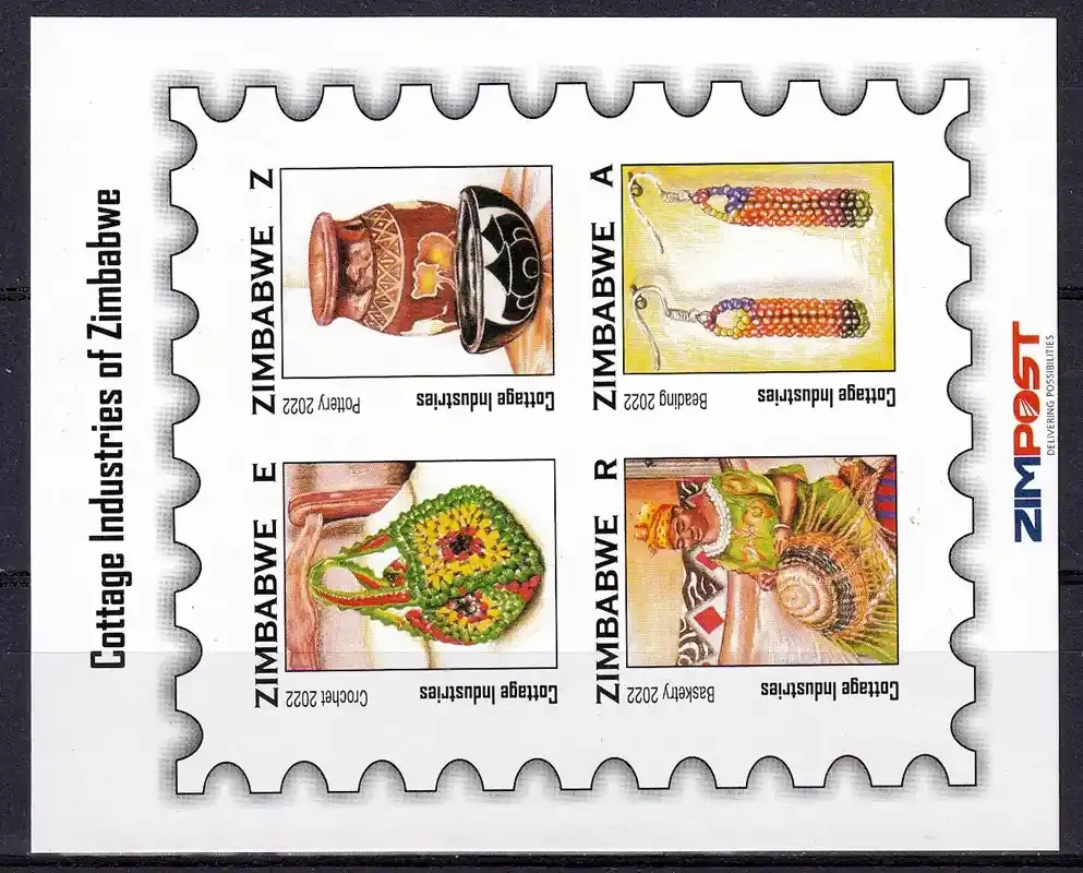 Zimbabwe 2022 Cottage Industries, Imperf sheet. MNH