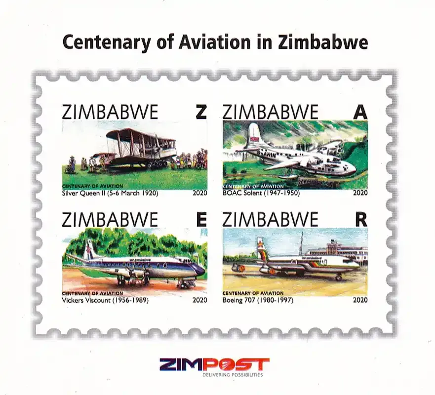 Zimbabwe 2020 Aviation in Zimbabwe, Imperf sheet. MNH