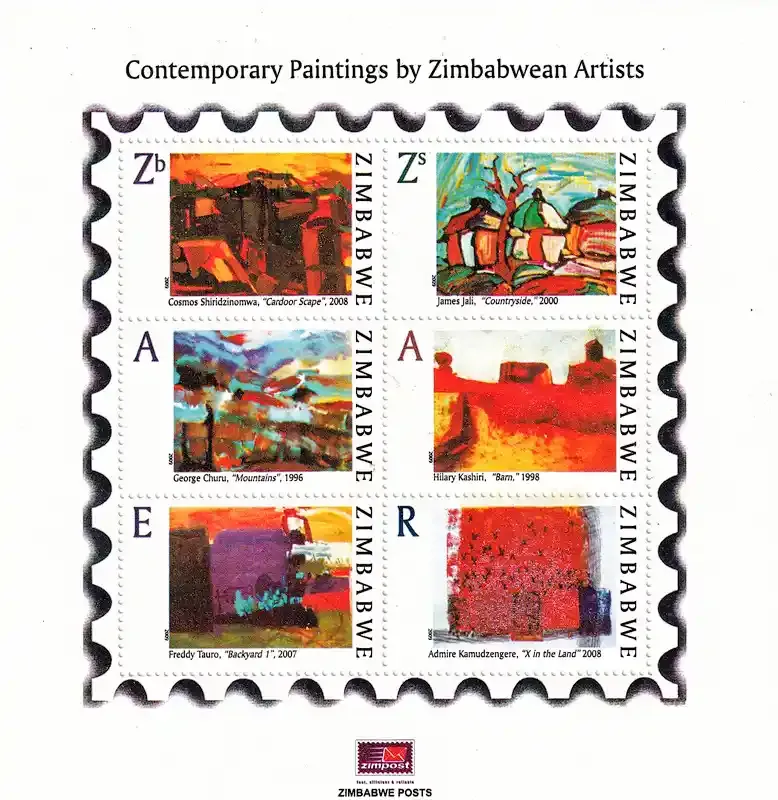 Zimbabwe 2009 (Variety) Artists Minisheets with Over-Inked/"Double Red". MNH