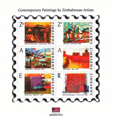 Zimbabwe 2009 Artists Minisheets with Over-Inked/"Double Red" (Variety). MNH