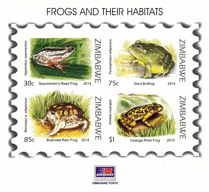 Zimbabwe 2014 Frogs of Zimbabwe, Imperf sheet. MNH