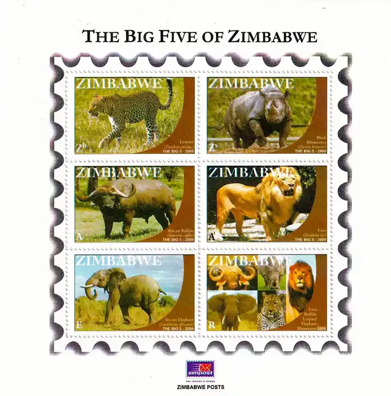 Zimbabwe 2009 The Big Five, Mammals Sheet. MNH