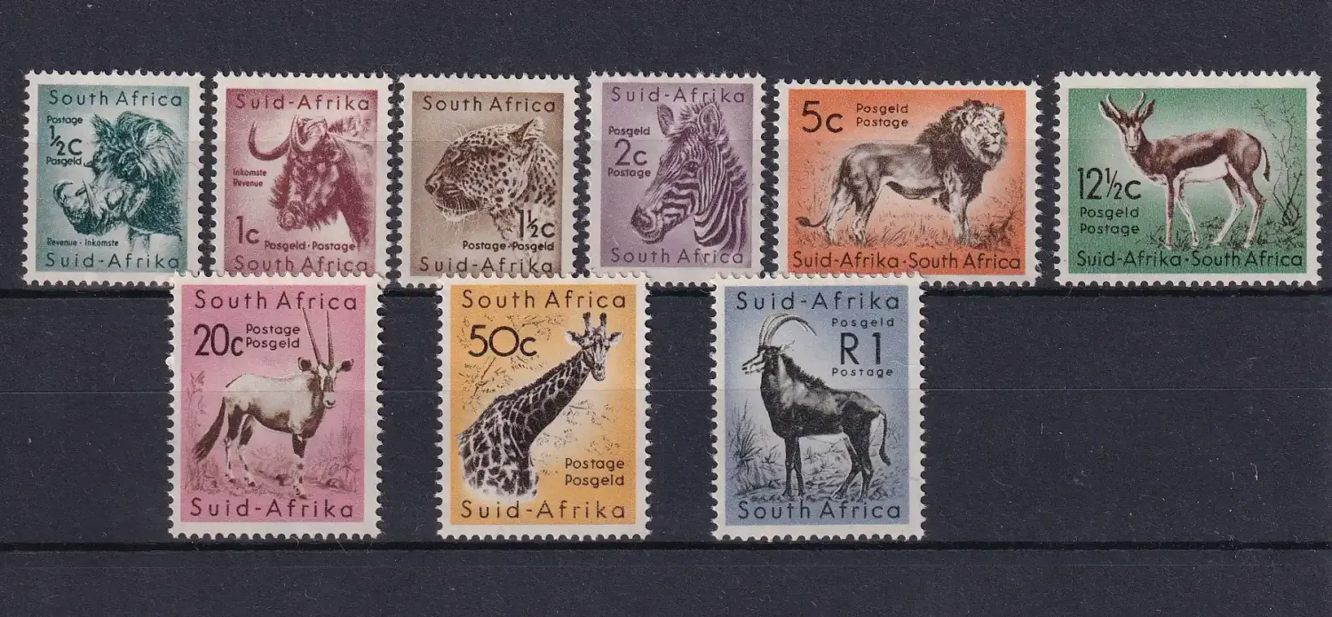 South Africa 1961 Local Animals/Mammals Stamps of 1954 with New Currency. MNH (**)