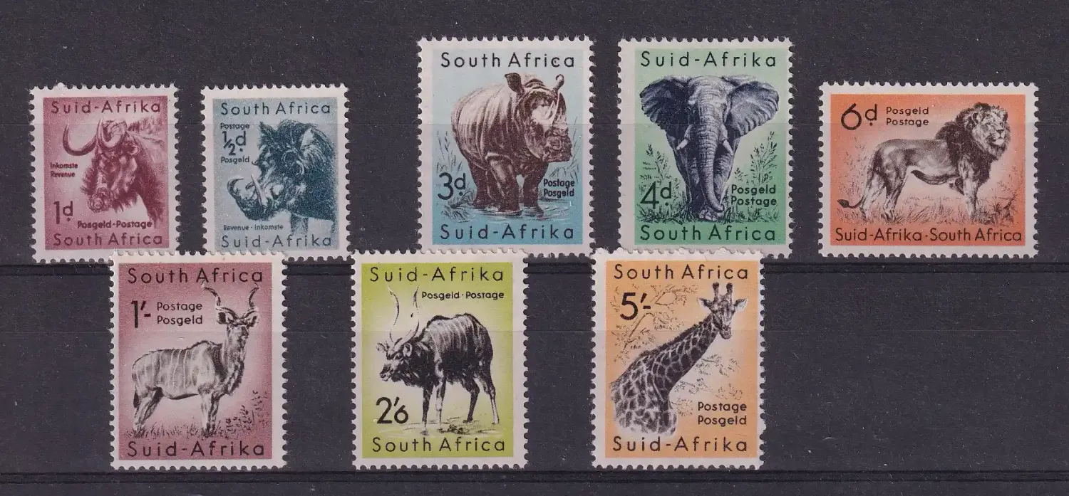 Union of South Africa 1959 Local Animals Stamps of 1954 - Different Watermark. MNH (**)