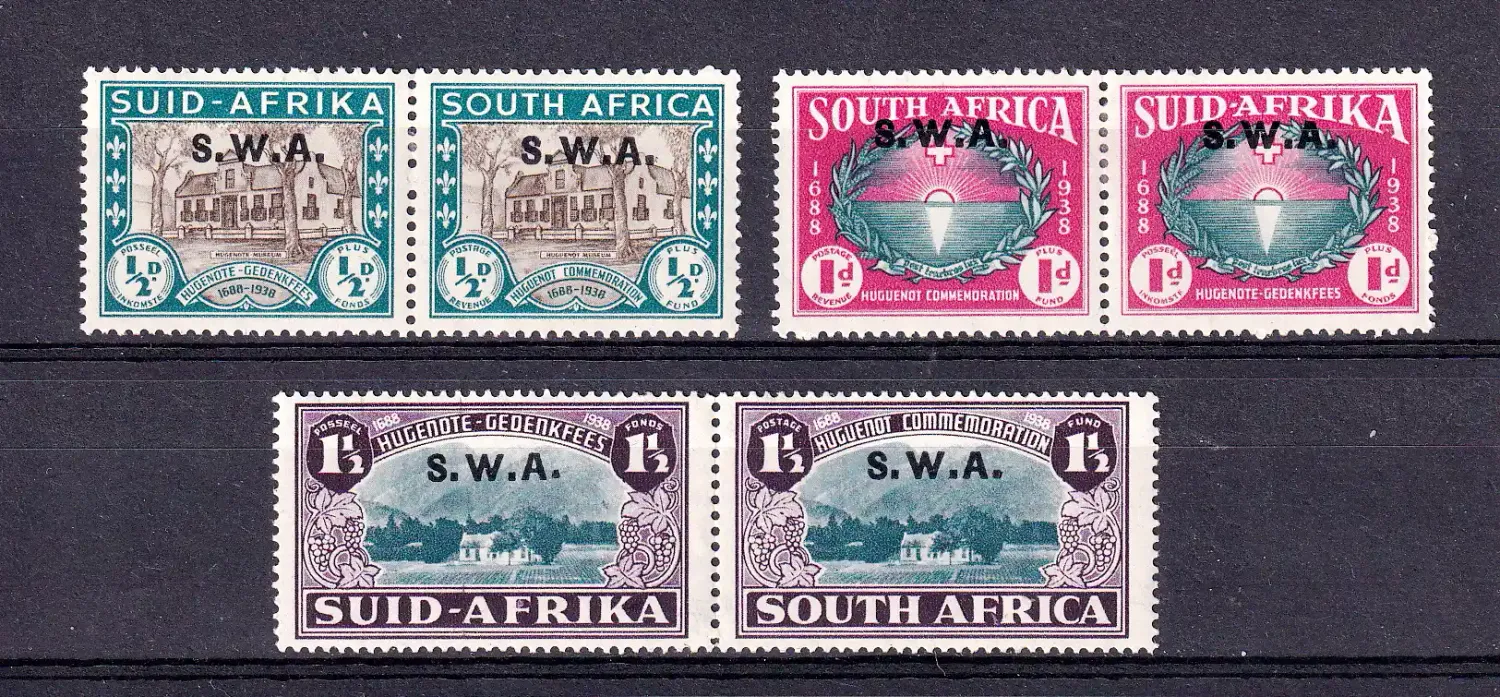 South West Africa 1939 South Africa Postage Stamps Overprinted "S.W.A". Landing of Huguenots. MLH (*)