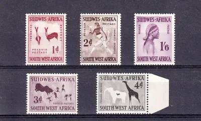 South West Africa 1960 Rock Carvings, Natives and Animals, Mammals. MNH (**). South West Africa 1960 Rock Carvings, Natives and Animals, Mammals. MNH (**).