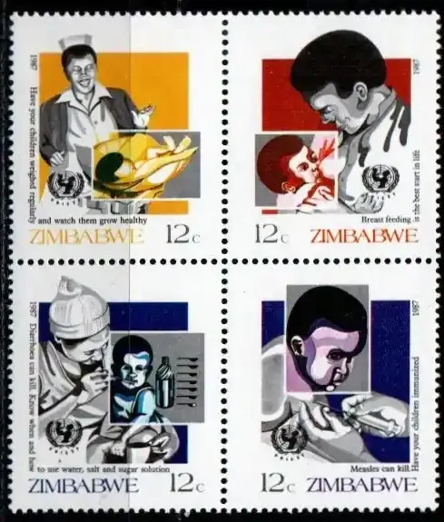 Zimbabwe 1987 Child Survival Campaign (b/4v) - MNH**