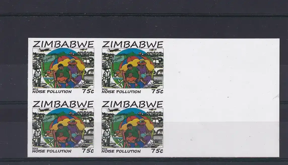 Zimbabwe 2016 (Variety) Noise Pollution UMM(**) Imperf Marginal Block. MNH