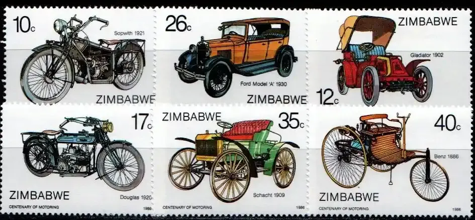 Zimbabwe 1986 Centenary of Motoring - MNH**