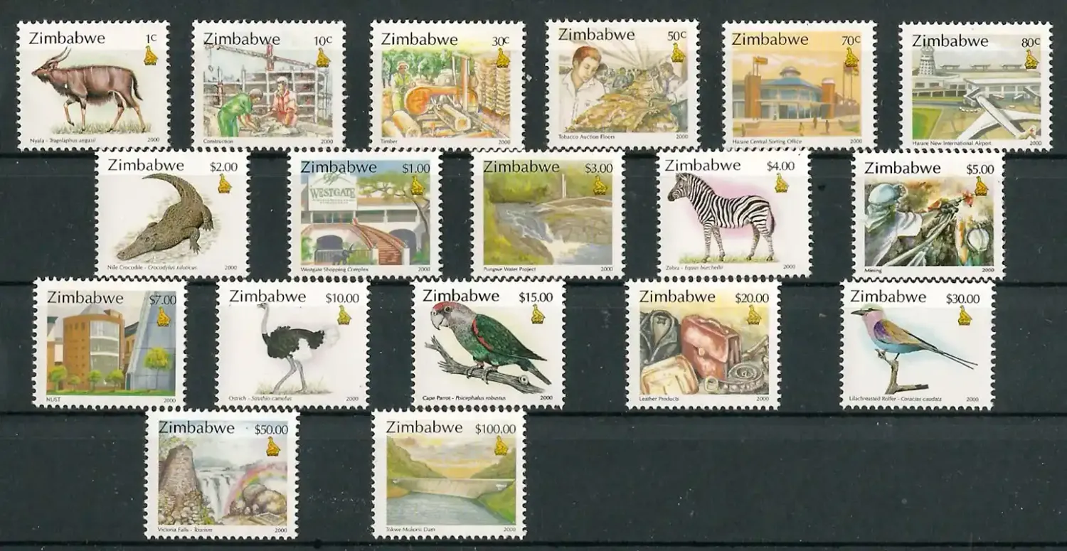 Zimbabwe 2000 Defs/Fauna &amp; Development - 1c-$100 (18v) - MNH**
