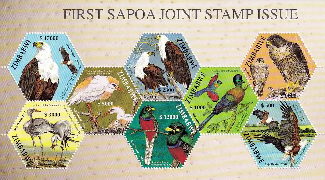 Zimbabwe 2004 SAPOA/Birds (ss/8v) - MNH**