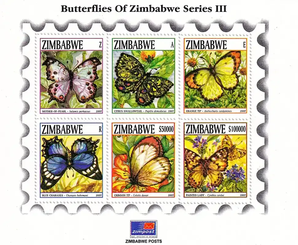 Zimbabwe 2007 Butterflies #3 (ss/6v) - MNH**